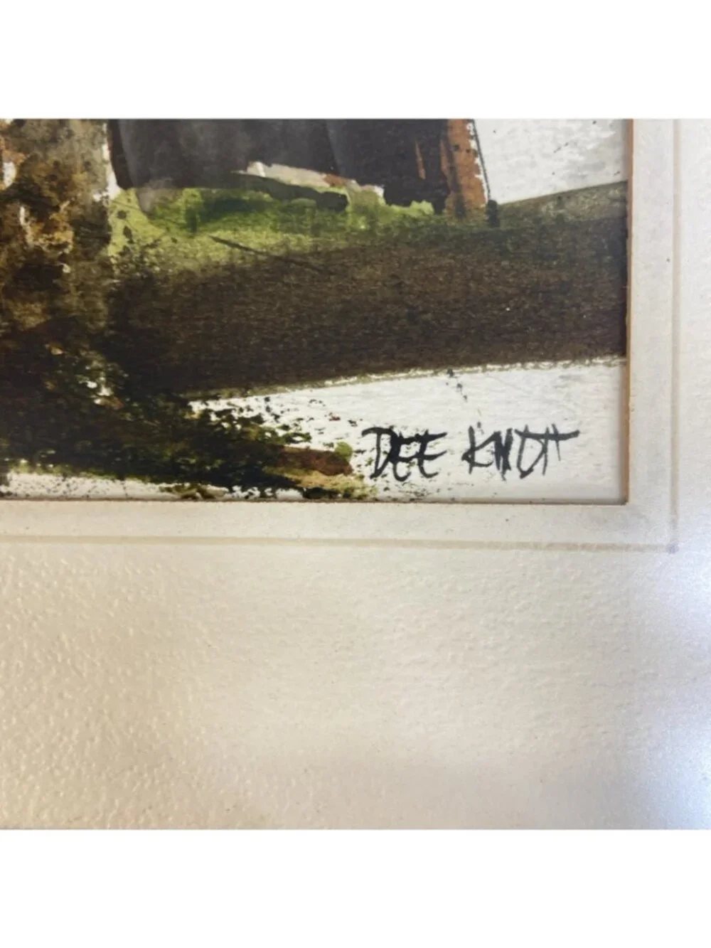 Dee Knott Signed Original Watercolor Barn Landscape Miniature Art Framed 9x11